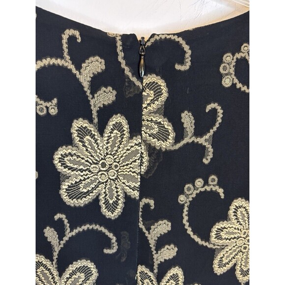TALBOTS Vintage Floral Brocade Sheath Dress 6 Black Metallic Gold Jacquard Party - Picture 9 of 12
